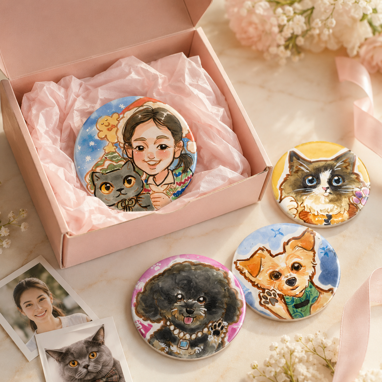 Custom Pet Magnet – Personalized Caricature Fridge Magnet (10cm)