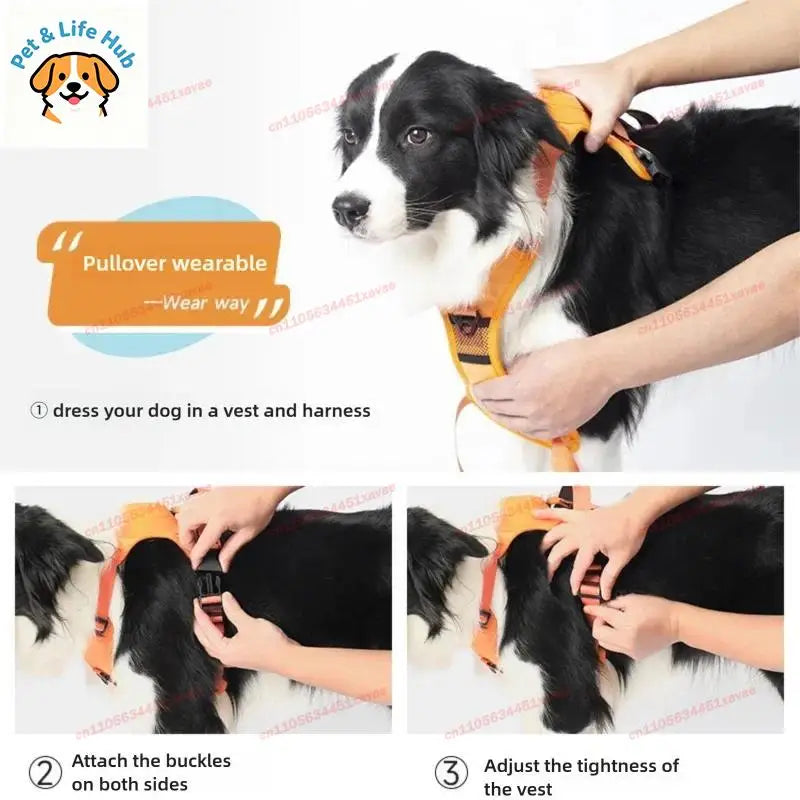 All-in-One Retractable Dog Leash & Anti-Escape Harness – No-Pull Vest-Style Harness for Medium to Large Dogs, Ideal for Walking
