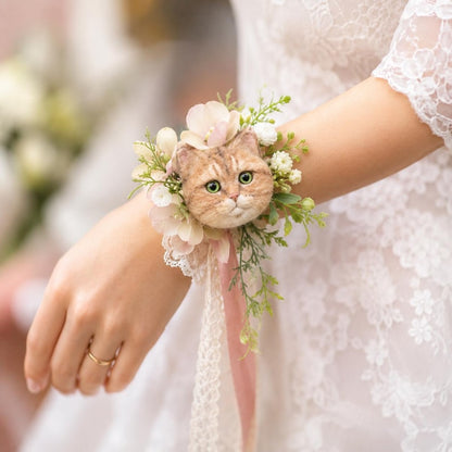 Custom Pet Wedding Boutonniere, Handmade Cat Charm, Bridal Bouquet Keepsake, Groom Corsage Gift