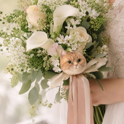 Custom Pet Wedding Boutonniere, Handmade Cat Charm, Bridal Bouquet Keepsake, Groom Corsage Gift