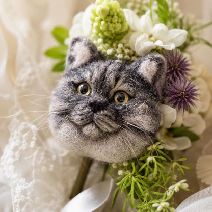 Custom Pet Wedding Boutonniere, Handmade Cat Charm, Bridal Bouquet Keepsake, Groom Corsage Gift