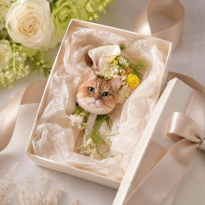 Custom Pet Wedding Boutonniere, Handmade Cat Charm, Bridal Bouquet Keepsake, Groom Corsage Gift